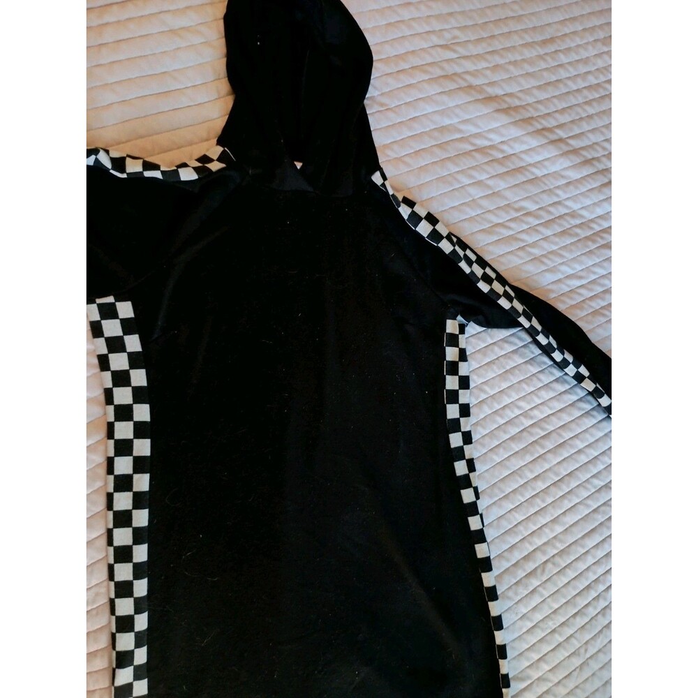No Boundaries Hoodie Dress XL Black Check Pattern Long Sleeve
